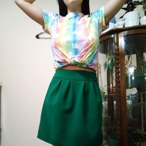 Rainbow Unicorn Tie Crop T Shirt